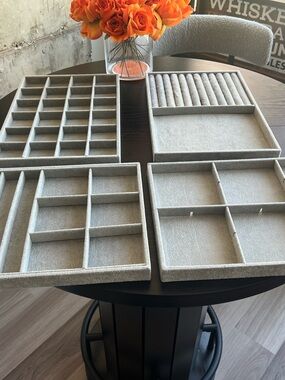 Neutral Gray Jewelry Organizer Tray Set - 7-Piece